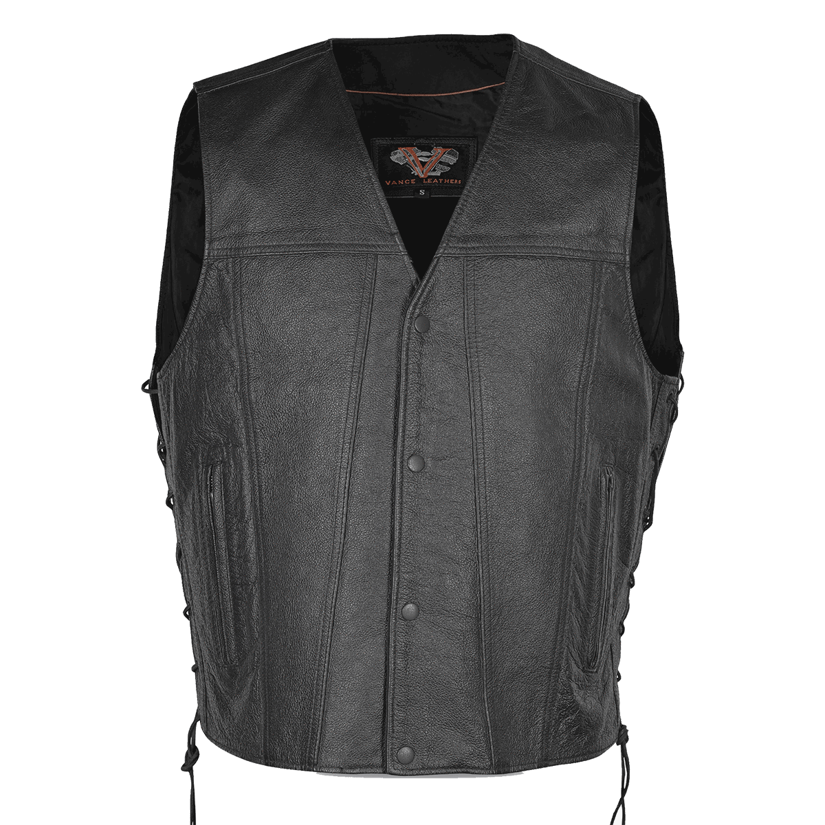 Vance Leather Gambler Style Premium Cowhide Leather Vest with 2 Gun Pockets