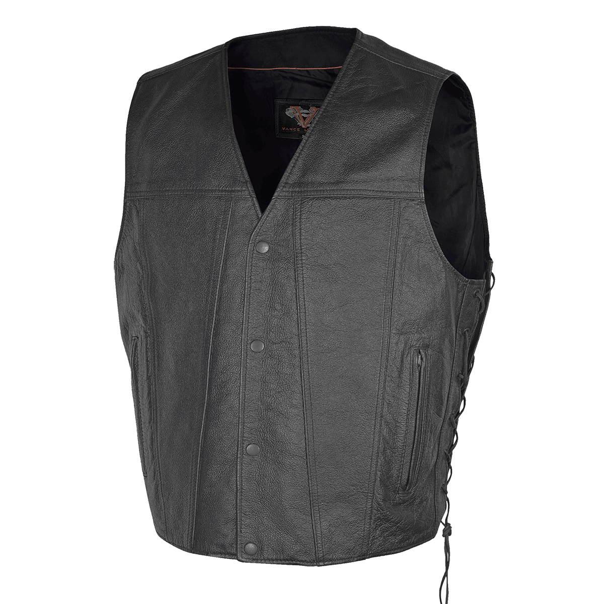 Vance Leather Gambler Style Premium Cowhide Leather Vest with 2 Gun Pockets