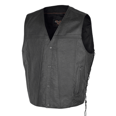 Vance Leather Gambler Style Premium Cowhide Leather Vest with 2 Gun Pockets