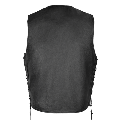 Vance Leather Gambler Style Premium Cowhide Leather Vest with 2 Gun Pockets