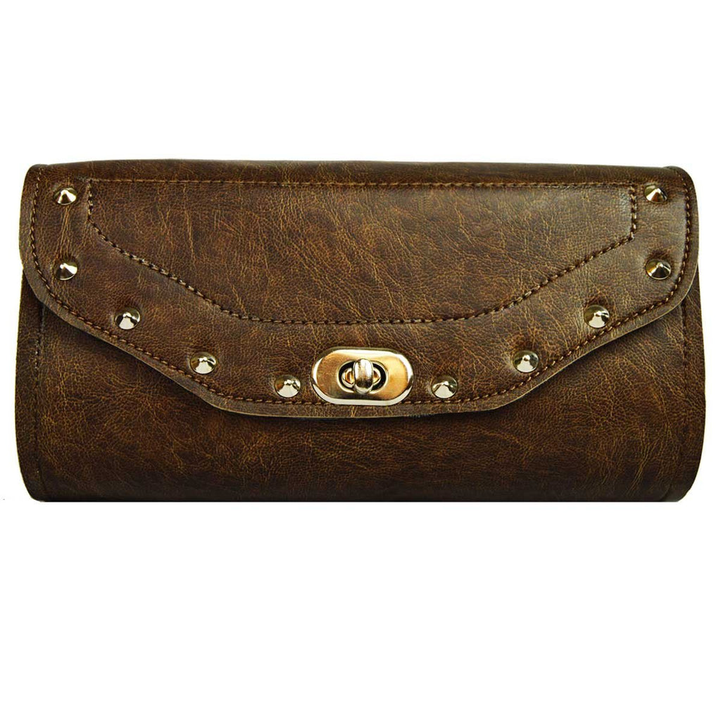 Vance Leather Distressed Brown Tool Bag Studded w/Twist Latch