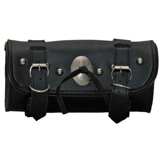 Vance Leather Two Strap Studded Tool Bag with Concho