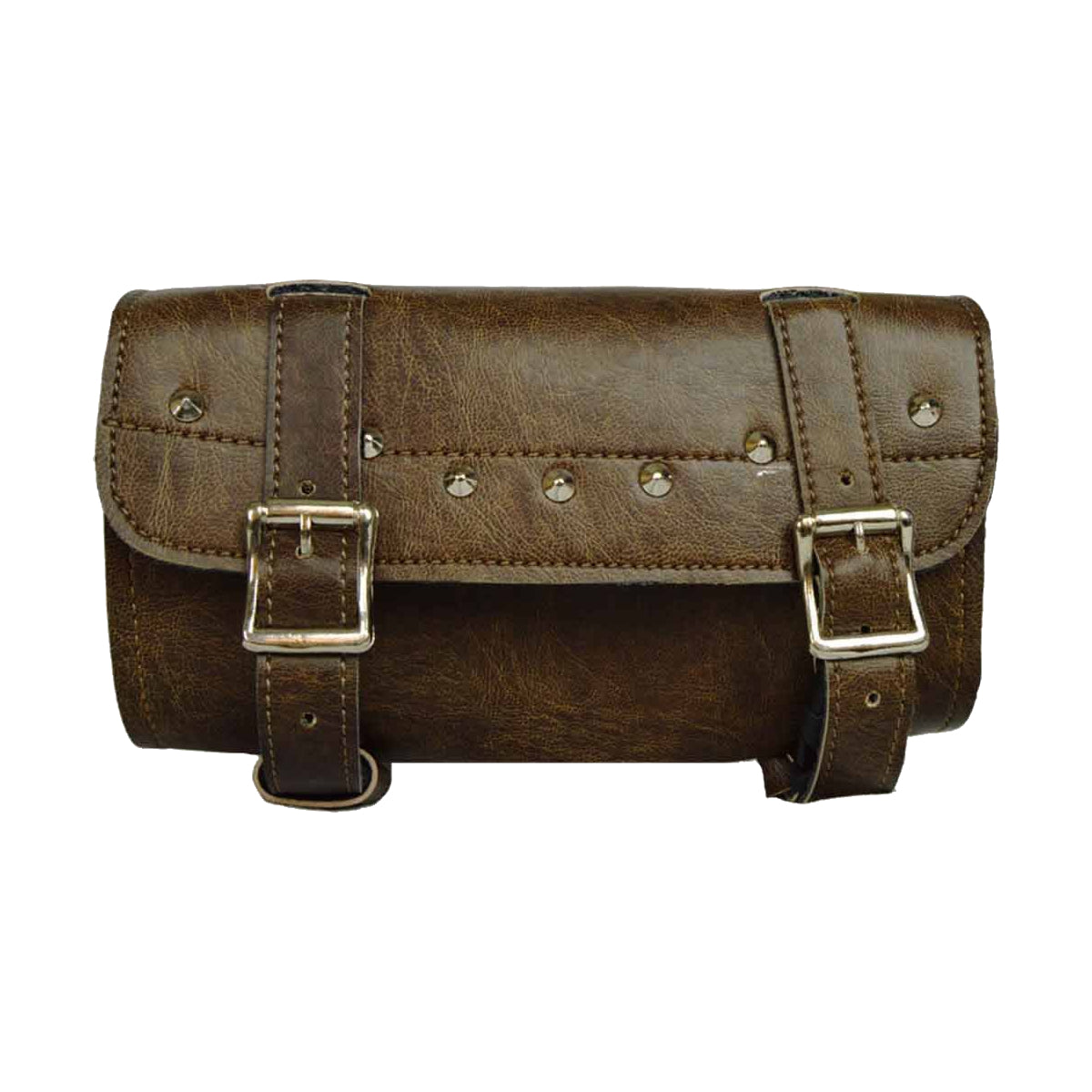 Vance Leather Distressed Brown Two Strap Tool Bag with Quick Releases, Studded