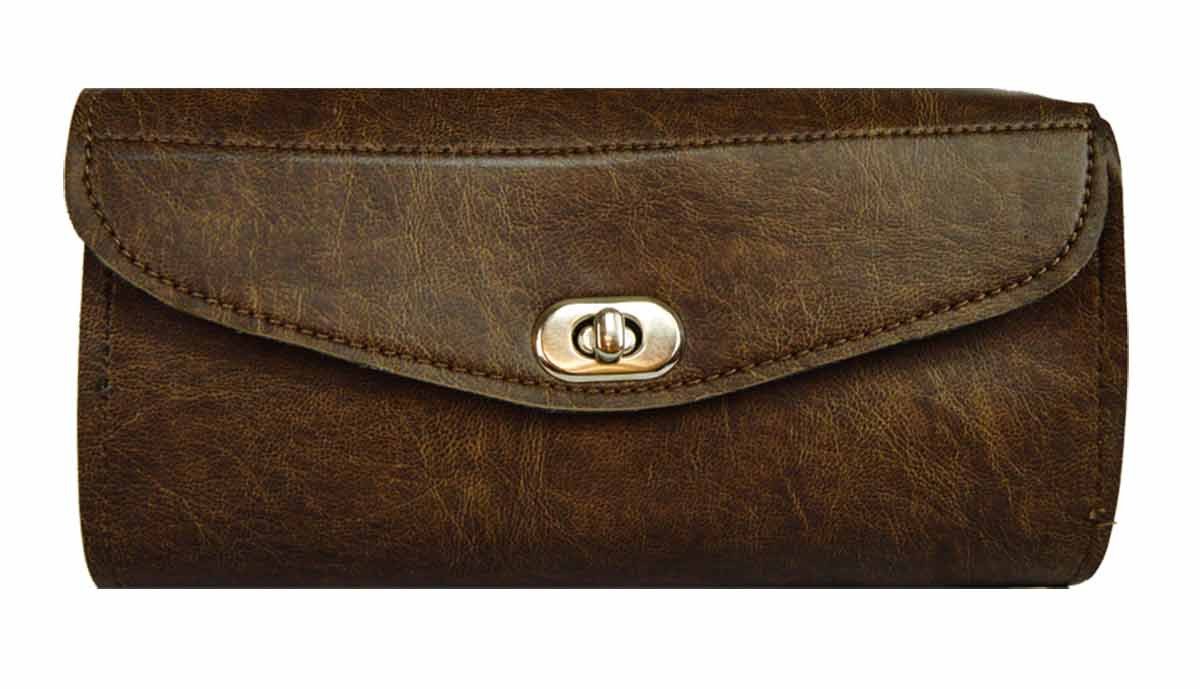 Vance Leather Distressed Brown Plain Two Strap Tool Bag w/Twist Latch