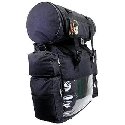 Vance Leather Motorcycle Sissy Bar Travel Luggage with Map Pocket