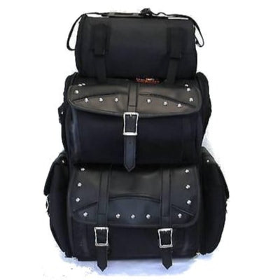 Vance Leather Extra Large Studded 2-Piece Travel Bag/Back Pack