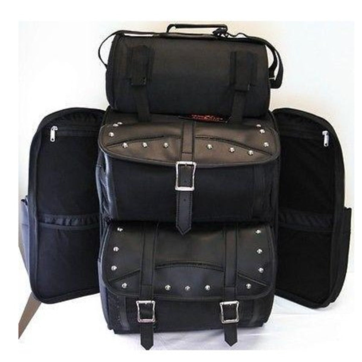 Vance Leather Extra Large Studded 2-Piece Travel Bag/Back Pack