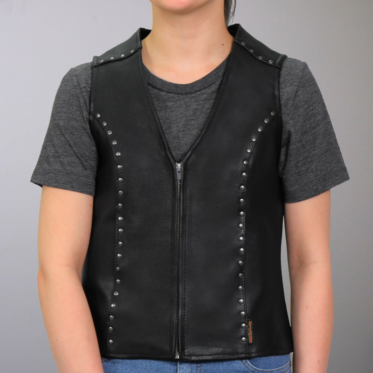 Hot Leathers Women's Leather Vest V-Neck