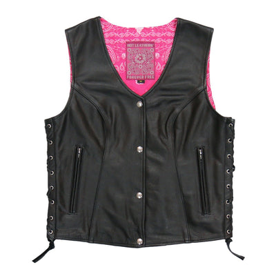 Hot Leathers Women's Pink Paisley Lined Vest With Concealed Carry Pockets