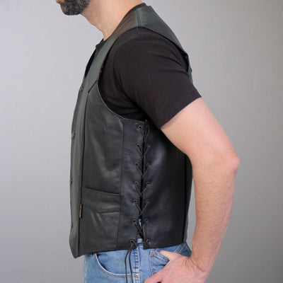 Hot Leathers Men's Cowhide Leather Vest W/ Side Lace - American Legend Rider