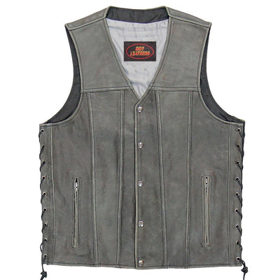 Hot Leathers Grey Rub-Off Heavyweight Leather Vest - American Legend Rider