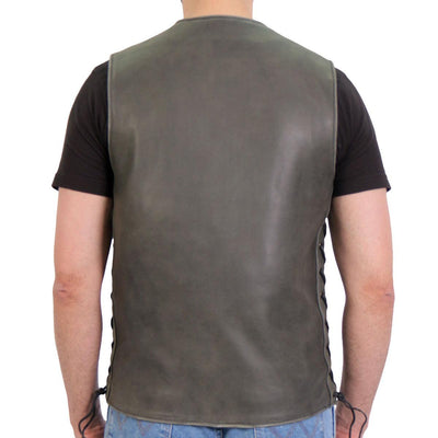 Hot Leathers Grey Rub-Off Heavyweight Leather Vest - American Legend Rider