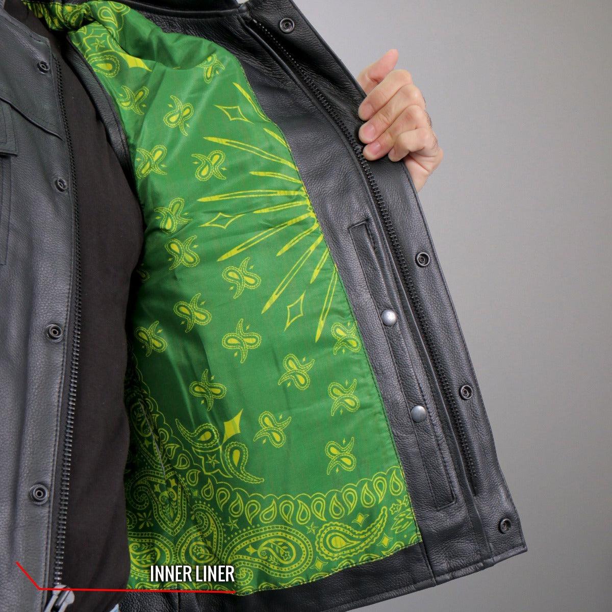 Hot Leathers Club Vest Paisley Green Liner Carry Conceal - American Legend Rider