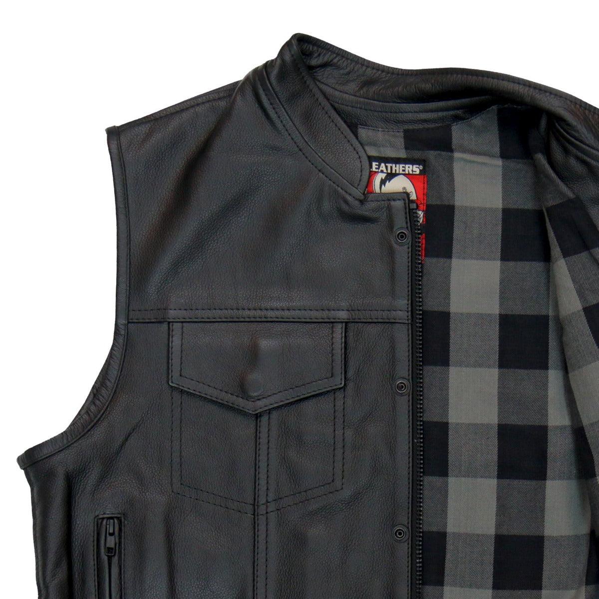 Hot Leathers Club Vest Flannel Gray Liner Carry Conceal - American Legend Rider