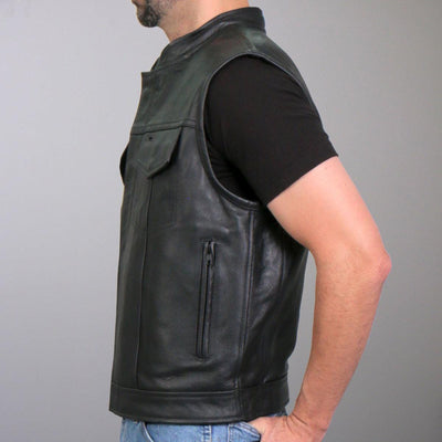 Hot Leathers Red Flannel Lined Leather Vest With Carry Conceal - American Legend Rider