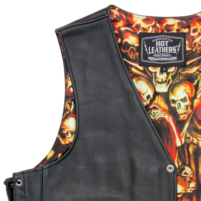 Hot Leathers Men's Vest Skulls Make Skulls With Skull Liner And Concealed Carry Pockets - American Legend Rider