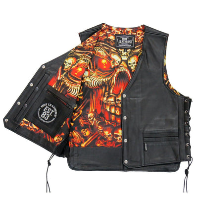 Hot Leathers Men's Vest Skulls Make Skulls With Skull Liner And Concealed Carry Pockets - American Legend Rider