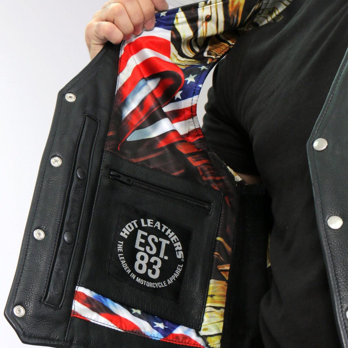 Hot Leathers Men's Wood Eagle Liner Vest With Concealed Carry Pockets - American Legend Rider