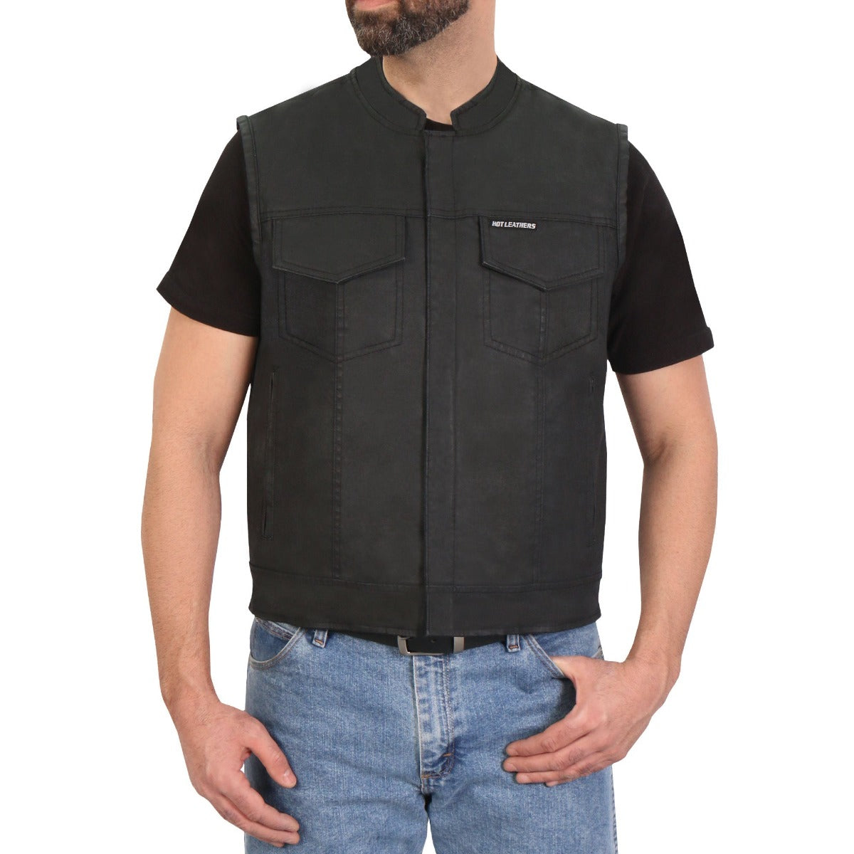 Hot Leathers Men's Waxed Cotton Club Style Vest