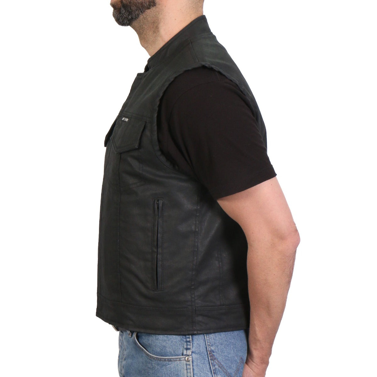 Hot Leathers Men's Waxed Cotton Club Style Vest