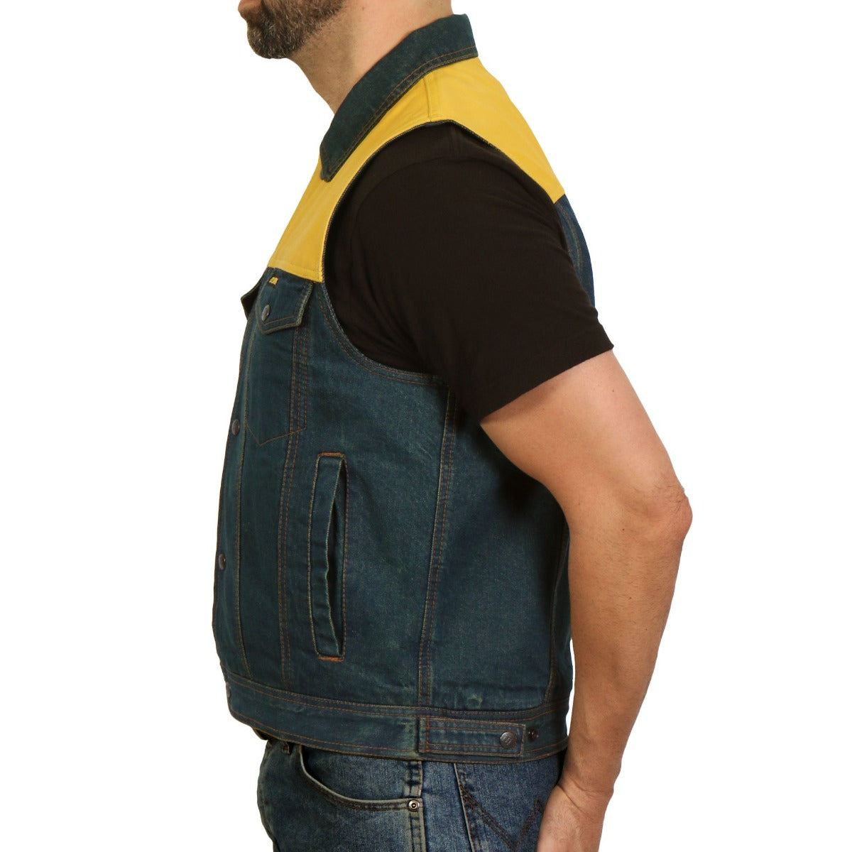 Hot Leathers Men's Leather And Denim Conceal Carry Vest