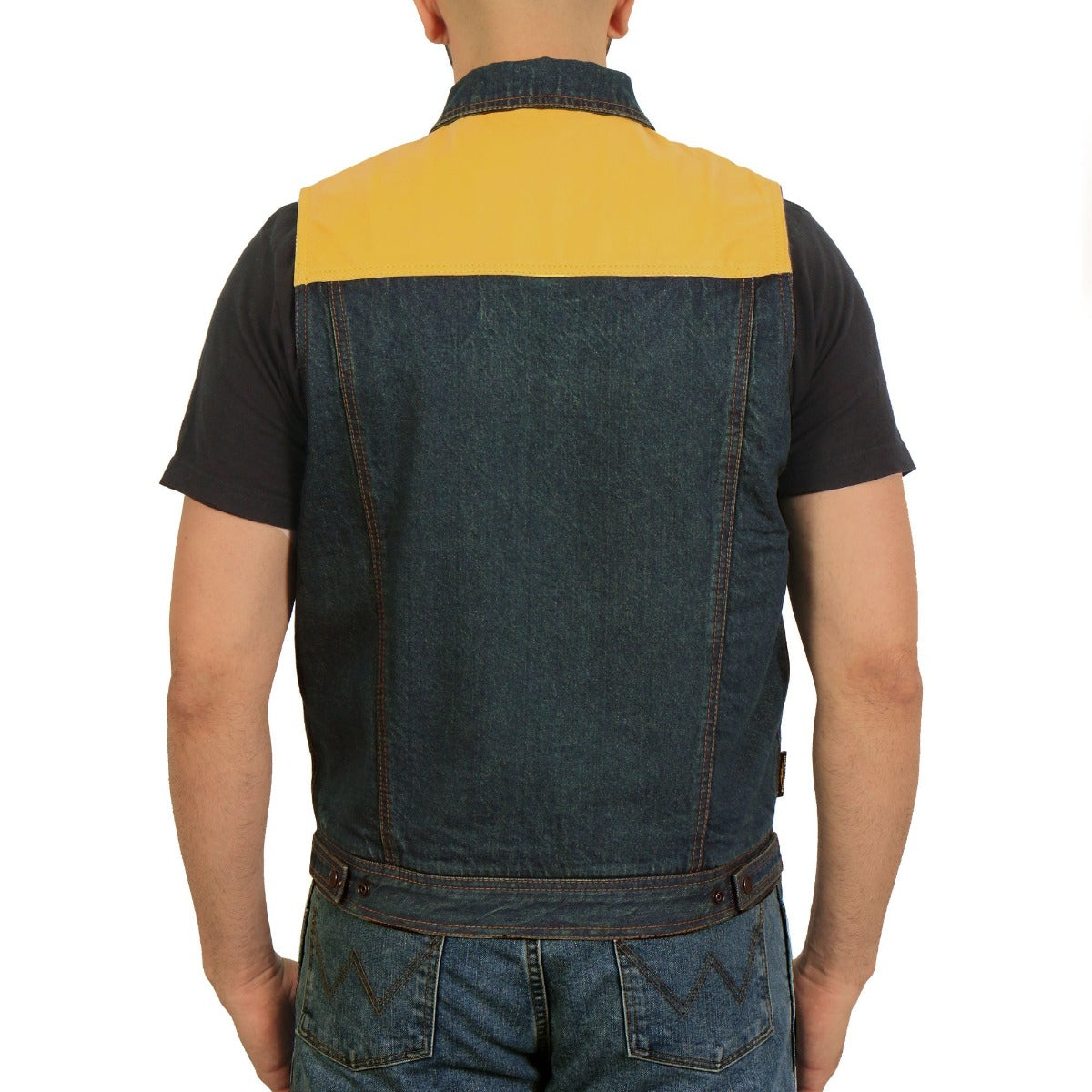 Hot Leathers Men's Leather And Denim Conceal Carry Vest