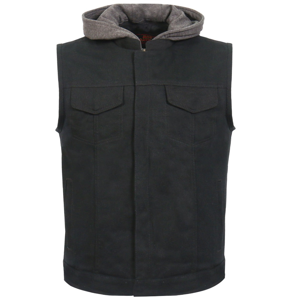 Hot Leathers Men's Black Denim Hooded Conceal Carry Vest