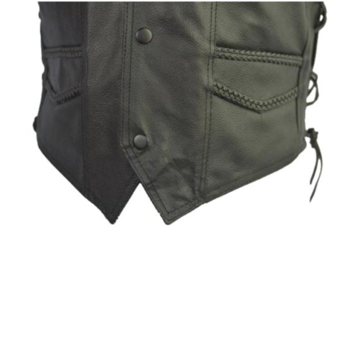 Vance Leather Men's Milled Leather Lace Side Braid Vest W/ Gun Pocket