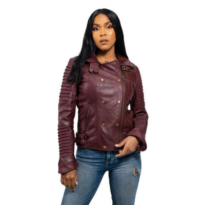 First Manufacturing Queens - Women's Fashion Lambskin Leather Jacket, Oxblood - American Legend Rider