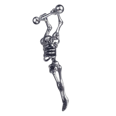 Stainless Steel Skeleton Stud Earring, 0.8 x 1.6 in