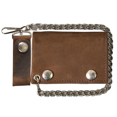 Hot Leathers Distressed Brown Tri-Fold Wallet - American Legend Rider