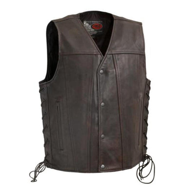 First Manufacturing High Roller - Men's Motorcycle Leather Vest, Copper - American Legend Rider