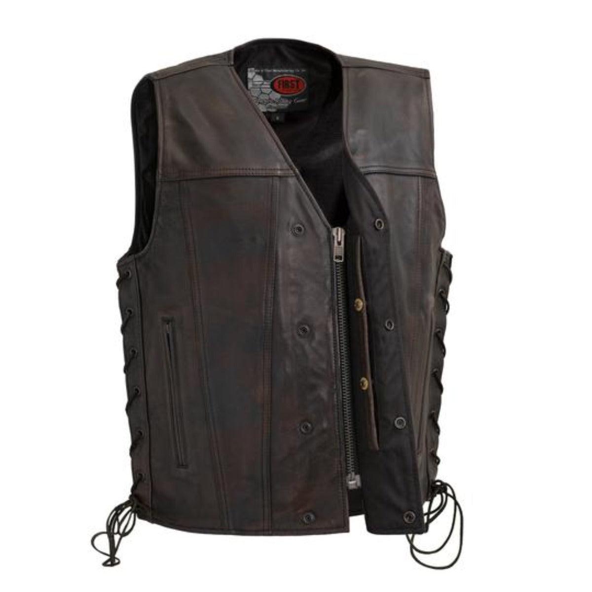 First Manufacturing High Roller - Men's Motorcycle Leather Vest, Copper - American Legend Rider