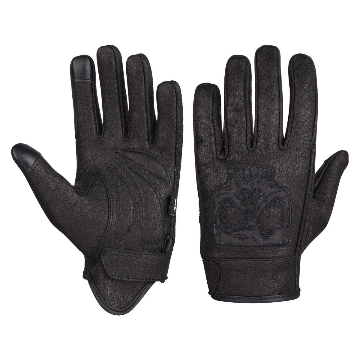 Vance Gel Palm Riding Leather Gloves with Skull
