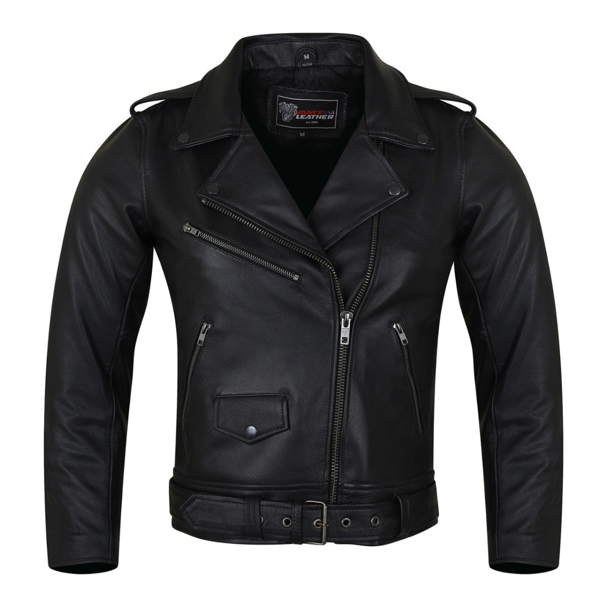 Vance Leather Women's Premium Lightweight Goatskin Classic Motorcycle Leather Jacket