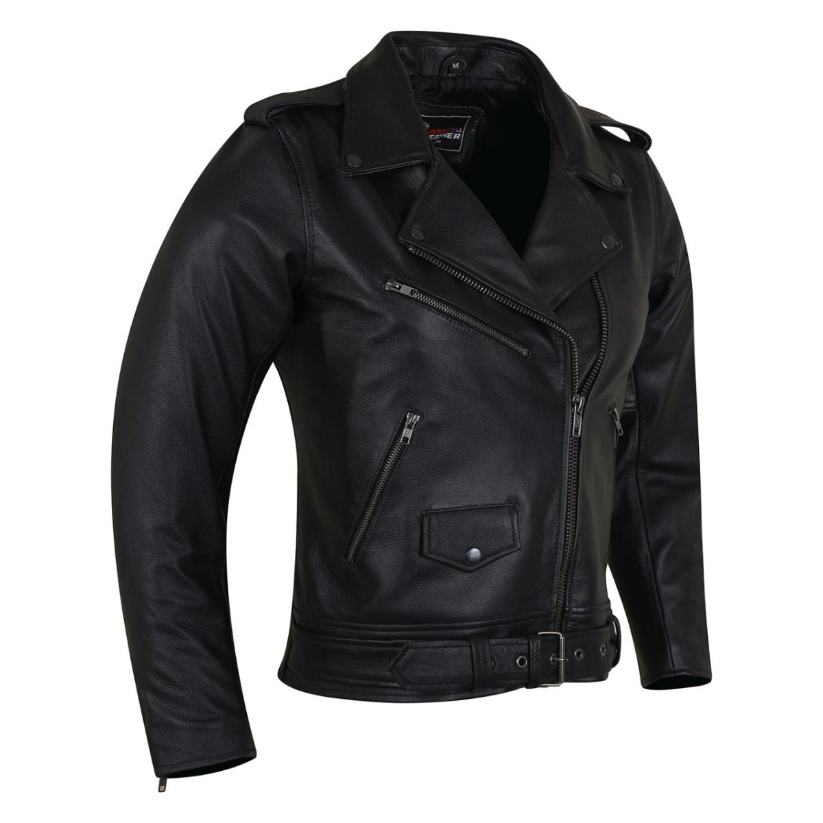 Vance Leather Women's Premium Lightweight Goatskin Classic Motorcycle Leather Jacket