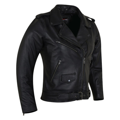 Vance Leather Women's Premium Lightweight Goatskin Classic Motorcycle Leather Jacket