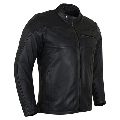Vance Men's Commuter Cafe Racer Motorcycle Leather Jacket with Armor