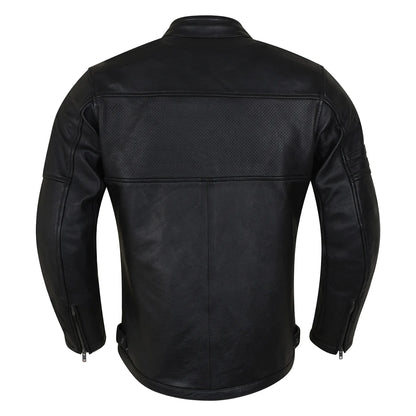 Vance Men's Commuter Cafe Racer Motorcycle Leather Jacket with Armor