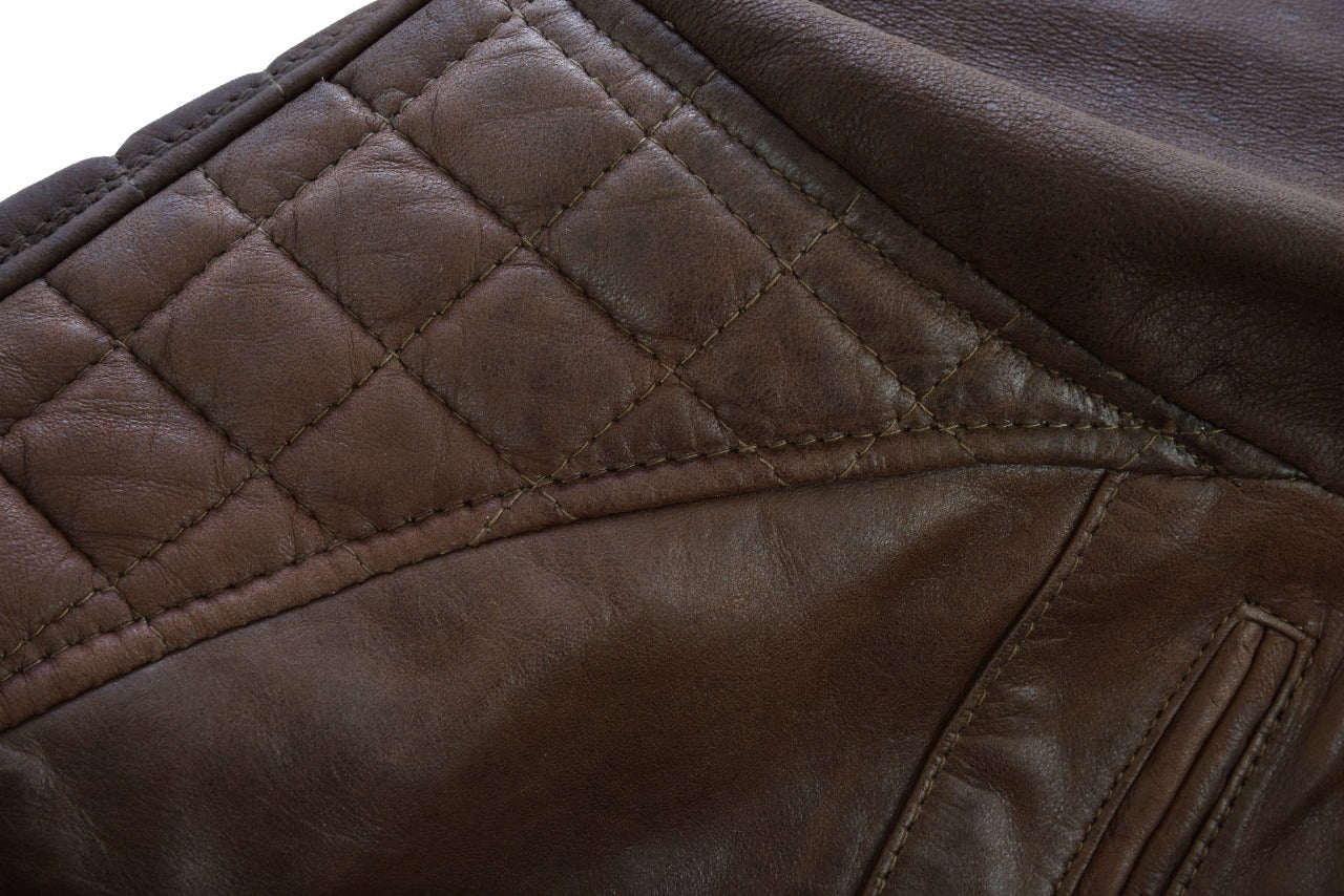 Vance Leathers' Men's Cafe Racer Lambskin Motorcycle Leather Jacket