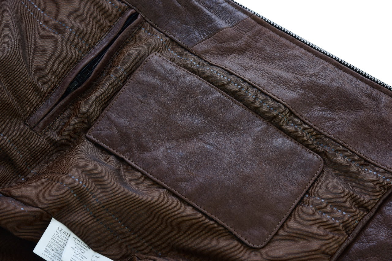 Vance Leathers' Men's Cafe Racer Lambskin Motorcycle Leather Jacket