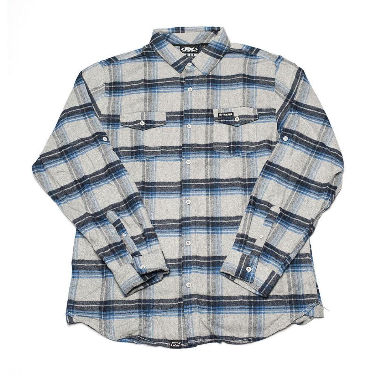 Factory Effex Men's Yamaha Flannel, Blue/Gray - American Legend Rider