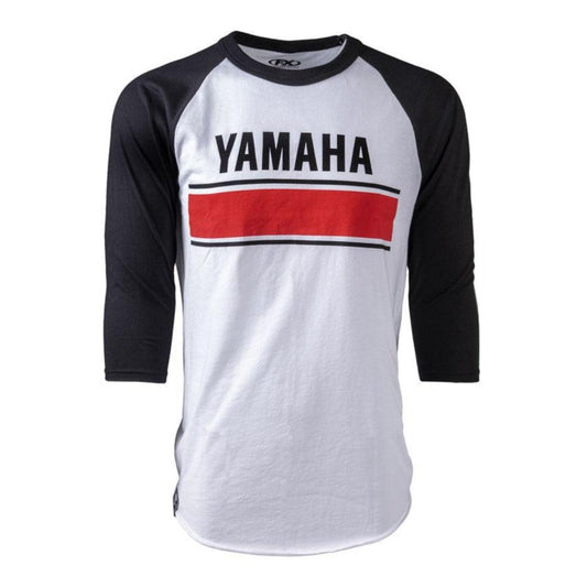Factory Effex Men's Yamaha Vintage Baseball T-Shirt, White/Black - American Legend Rider