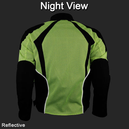 Vance Leather Men's Hi-Vis Mesh Motorcycle Jacket with CE Armor