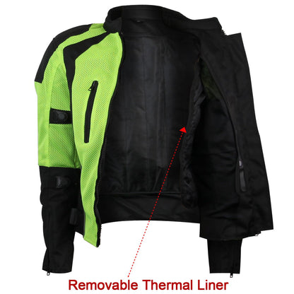 Vance Leather Women's Advanced 3-Season CE Armor Hi-Vis Mesh Motorcycle Jacket