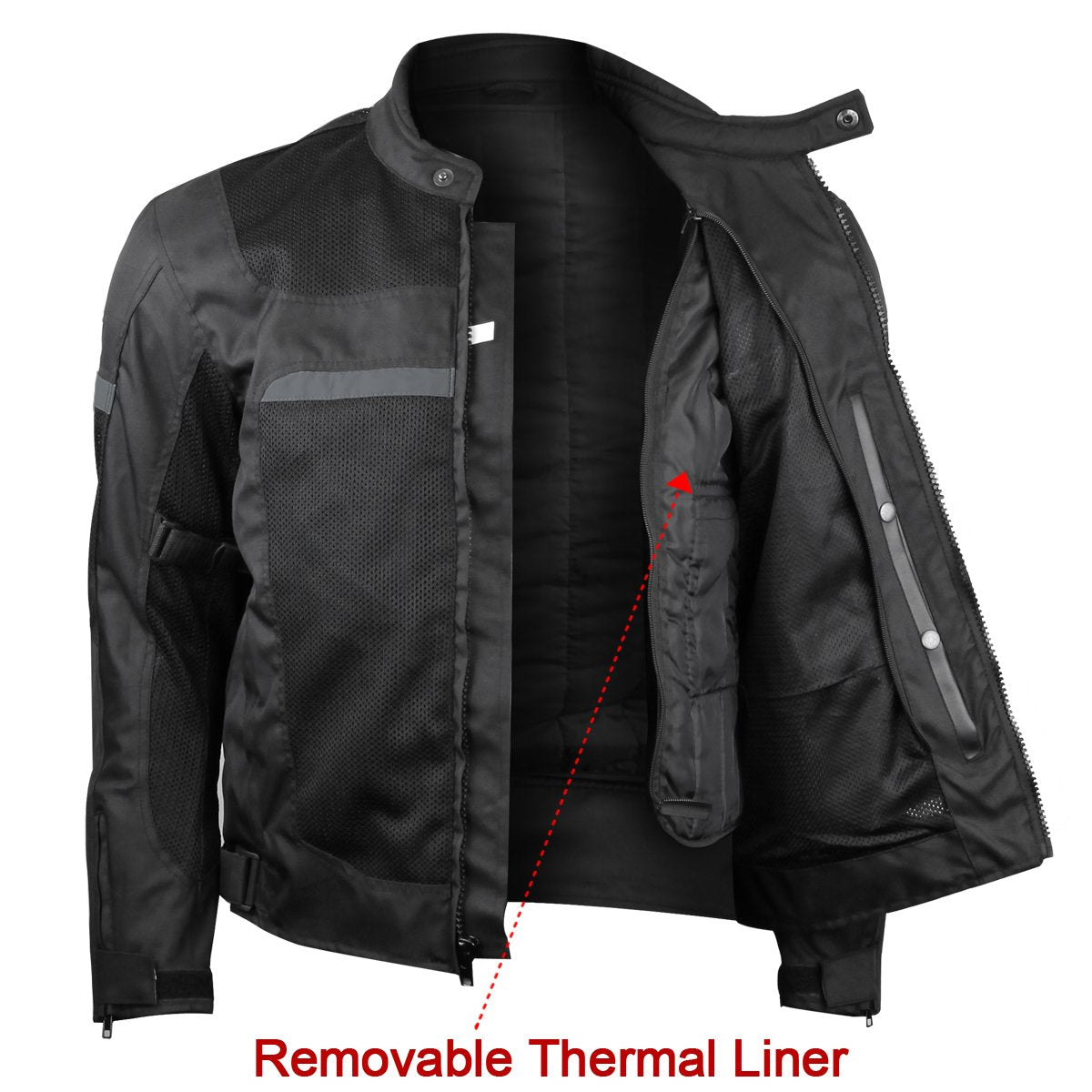 Vance Leather Men's Advanced 3-Season Mesh/Textile CE Armor Motorcycle Jacket