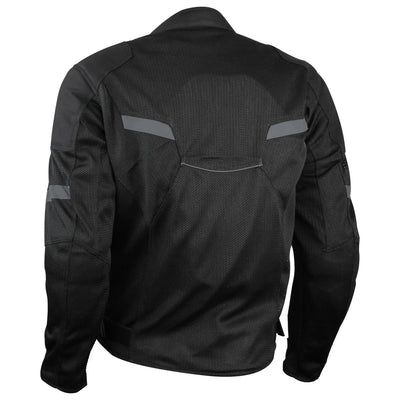 Vance Leather Men's Black Mesh Motorcycle Jacket with Insulated Liner and CE Armor