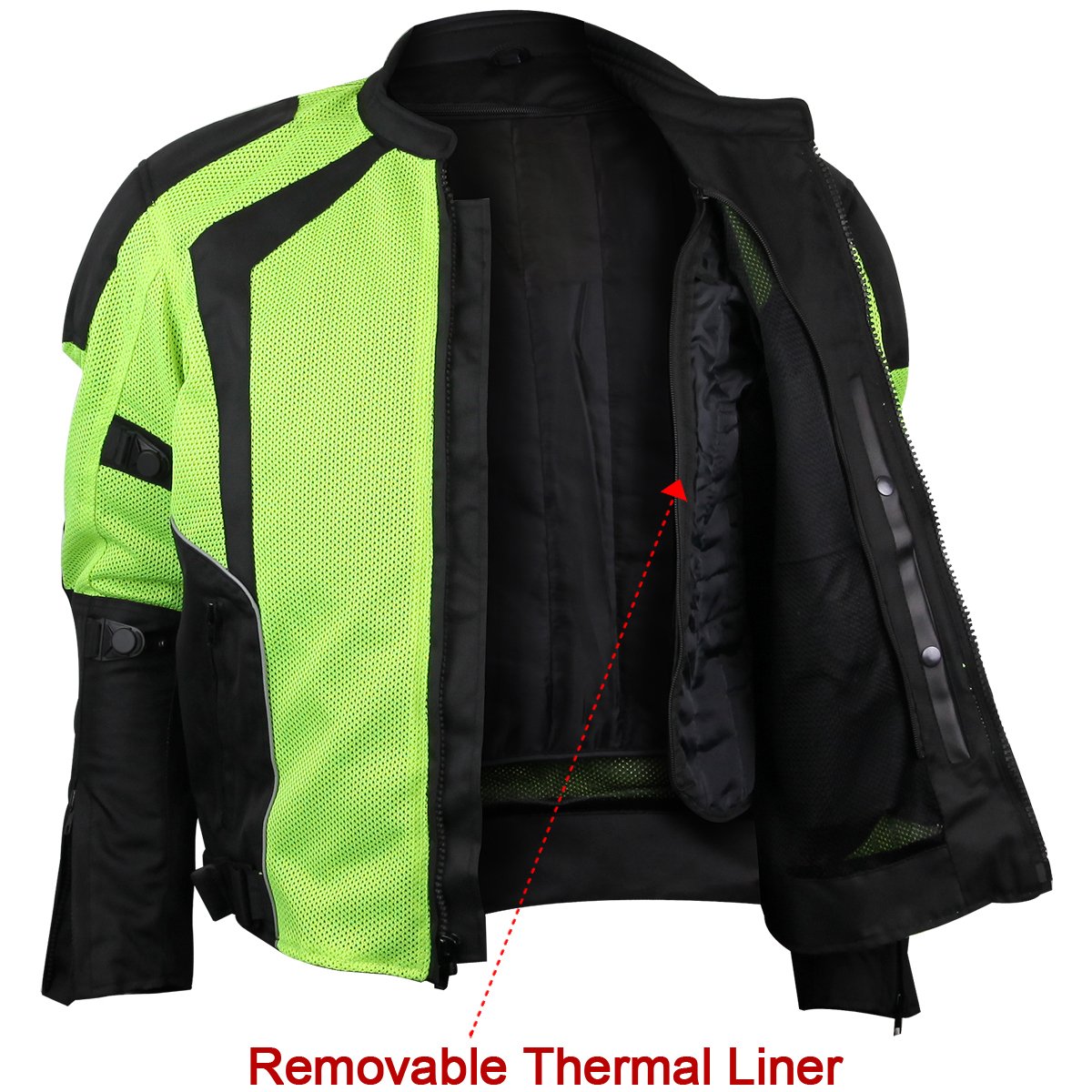 Vance Leather Men's Hi-Vis Mesh Motorcycle Jacket with CE Armor