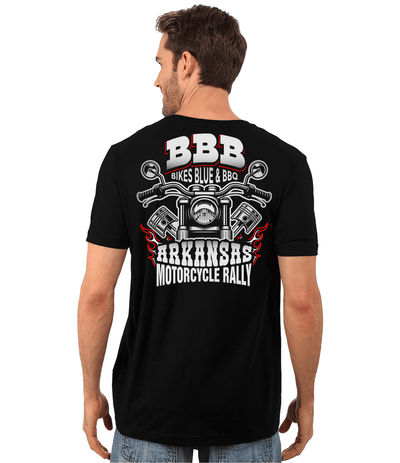Bikes, Blues & BBQ Arkansas Motorcycle Rally T-Shirt, Cotton, Black - American Legend Rider