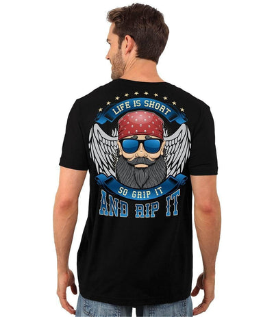 Life Is Short So Grip It And Rip It T-Shirt, Cotton, Black - American Legend Rider